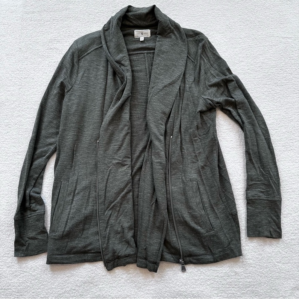Lou & Grey Green Zip Up Moto Cardigan Sweater